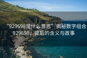 “929698是什么意思”揭秘數(shù)字組合929698，背后的含義與故事