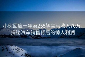 小伙回應(yīng)一年賣255輛寶馬收入70萬(wàn)，揭秘汽車銷售背后的驚人利潤(rùn)