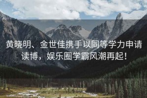 黃曉明、金世佳攜手以同等學(xué)力申請讀博，娛樂圈學(xué)霸風(fēng)潮再起！