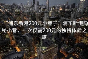 “浦東新港200元小巷子”浦東新港隱秘小巷，一次僅需200元的獨特體驗之旅