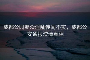 成都公園聚眾淫亂傳聞不實(shí)，成都公安通報(bào)澄清真相