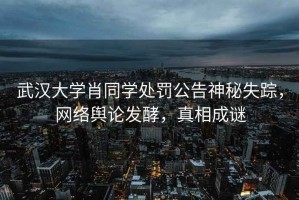 武漢大學(xué)肖同學(xué)處罰公告神秘失蹤，網(wǎng)絡(luò)輿論發(fā)酵，真相成謎