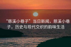 “慈溪小巷子”當(dāng)日新聞，慈溪小巷子，歷史與現(xiàn)代交織的韻味生活