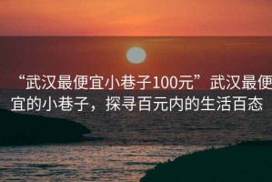 “武漢最便宜小巷子100元”武漢最便宜的小巷子，探尋百元內(nèi)的生活百態(tài)