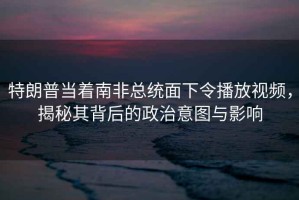 特朗普當(dāng)著南非總統(tǒng)面下令播放視頻，揭秘其背后的政治意圖與影響
