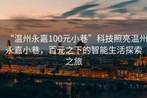 “溫州永嘉100元小巷”科技照亮溫州永嘉小巷，百元之下的智能生活探索之旅