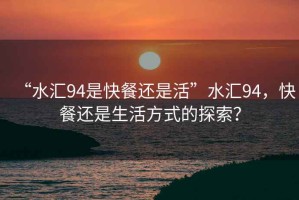 “水匯94是快餐還是活”水匯94，快餐還是生活方式的探索？