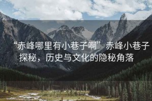 “赤峰哪里有小巷子啊”赤峰小巷子探秘，歷史與文化的隱秘角落