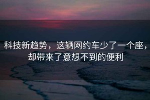 科技新趨勢(shì)，這輛網(wǎng)約車少了一個(gè)座，卻帶來(lái)了意想不到的便利