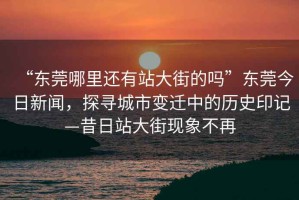 “東莞哪里還有站大街的嗎”東莞今日新聞，探尋城市變遷中的歷史印記—昔日站大街現(xiàn)象不再
