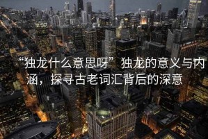 “獨(dú)龍什么意思呀”獨(dú)龍的意義與內(nèi)涵，探尋古老詞匯背后的深意