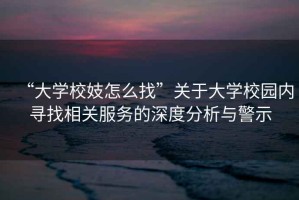 “大學(xué)校妓怎么找”關(guān)于大學(xué)校園內(nèi)尋找相關(guān)服務(wù)的深度分析與警示