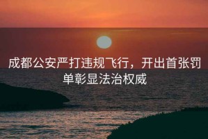 成都公安嚴(yán)打違規(guī)飛行，開出首張罰單彰顯法治權(quán)威
