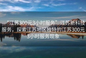 “江蘇300元3小時服務”江蘇新科技服務，探索江蘇地區(qū)獨特的江蘇300元3小時服務現(xiàn)象