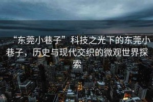 “東莞小巷子”科技之光下的東莞小巷子，歷史與現(xiàn)代交織的微觀世界探索