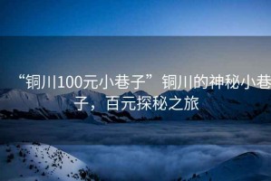 “銅川100元小巷子”銅川的神秘小巷子，百元探秘之旅