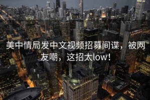 美中情局發(fā)中文視頻招募間諜，被網(wǎng)友嘲，這招太low！