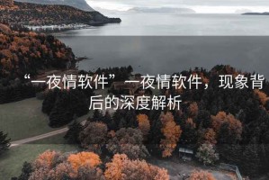 “一夜情軟件”一夜情軟件，現(xiàn)象背后的深度解析