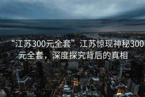 “江蘇300元全套”江蘇驚現(xiàn)神秘300元全套，深度探究背后的真相