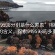 “949598分別是什么意思”揭秘數(shù)字背后的含義，探索949598的多重解讀
