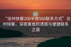 “滄州快餐200半夜500聯(lián)系方式”滄州快餐，深夜美食的誘惑與便捷聯(lián)系之道