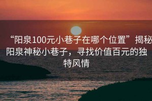 “陽泉100元小巷子在哪個位置”揭秘陽泉神秘小巷子，尋找價值百元的獨特風情