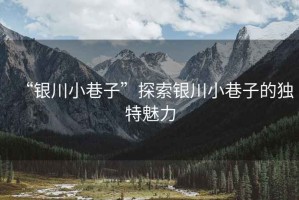 “銀川小巷子”探索銀川小巷子的獨(dú)特魅力