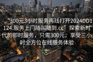 “300元3小時服務(wù)再線打開2024DD1124.服務(wù)上門隨叫隨到.cc”探索新時代的即時服務(wù)，只需300元，享受三小時全方位在線服務(wù)體驗