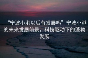 “寧波小港以后有發(fā)展嗎”寧波小港的未來發(fā)展前景，科技驅(qū)動下的蓬勃發(fā)展