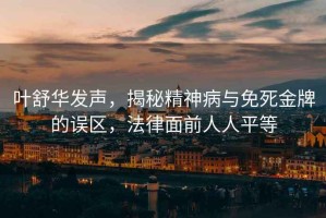 葉舒華發(fā)聲，揭秘精神病與免死金牌的誤區(qū)，法律面前人人平等