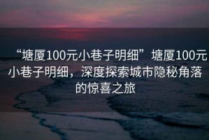 “塘廈100元小巷子明細”塘廈100元小巷子明細，深度探索城市隱秘角落的驚喜之旅