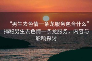 “男生去色情一條龍服務(wù)包含什么”揭秘男生去色情一條龍服務(wù)，內(nèi)容與影響探討