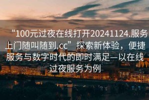“100元過夜在線打開20241124.服務(wù)上門隨叫隨到.cc”探索新體驗，便捷服務(wù)與數(shù)字時代的即時滿足—以在線過夜服務(wù)為例