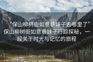 “保山柳樹街如意巷妹子去哪里了”保山柳樹街如意巷妹子行蹤探秘，一段關(guān)于時光與記憶的旅程