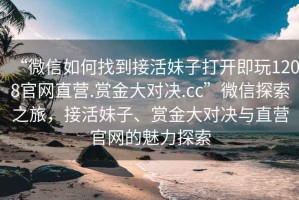 “微信如何找到接活妹子打開即玩1208官網(wǎng)直營.賞金大對決.cc”微信探索之旅，接活妹子、賞金大對決與直營官網(wǎng)的魅力探索