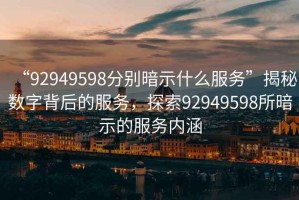 “92949598分別暗示什么服務(wù)”揭秘數(shù)字背后的服務(wù)，探索92949598所暗示的服務(wù)內(nèi)涵