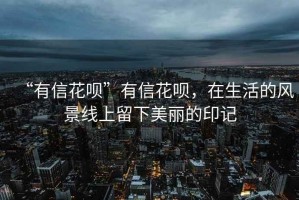 “有信花唄”有信花唄，在生活的風景線上留下美麗的印記
