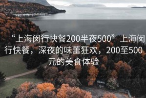 “上海閔行快餐200半夜500”上海閔行快餐，深夜的味蕾狂歡，200至500元的美食體驗