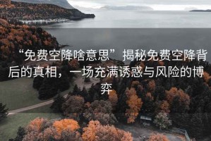 “免費(fèi)空降啥意思”揭秘免費(fèi)空降背后的真相，一場(chǎng)充滿誘惑與風(fēng)險(xiǎn)的博弈