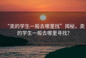“賣的學(xué)生一般去哪里找”揭秘，賣的學(xué)生一般去哪里尋找？