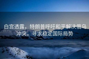 白宮透露，特朗普呼吁和平解決俄烏沖突，尋求穩(wěn)定國際局勢