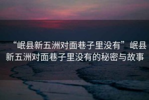 “岷縣新五洲對面巷子里沒有”岷縣新五洲對面巷子里沒有的秘密與故事