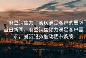 “麻豆銷售為了賣房滿足客戶的要求”當(dāng)日新聞，麻豆銷售傾力滿足客戶需求，創(chuàng)新服務(wù)推動樓市繁榮
