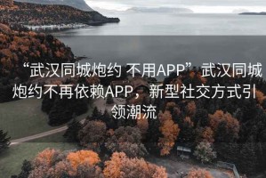 “武漢同城炮約 不用APP”武漢同城炮約不再依賴APP，新型社交方式引領(lǐng)潮流