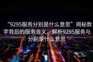 “9295服務(wù)分別是什么意思”揭秘數(shù)字背后的服務(wù)含義，解析9295服務(wù)與分別是什么意思