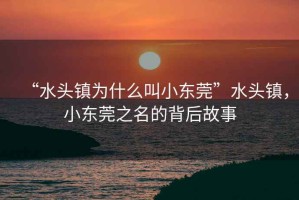 “水頭鎮(zhèn)為什么叫小東莞”水頭鎮(zhèn)，小東莞之名的背后故事