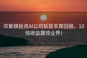 鄧紫棋投資AI公司斬獲豐厚回報(bào)，10倍收益震驚業(yè)界！