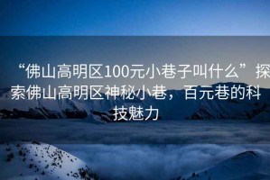 “佛山高明區(qū)100元小巷子叫什么”探索佛山高明區(qū)神秘小巷，百元巷的科技魅力