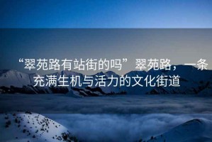 “翠苑路有站街的嗎”翠苑路，一條充滿生機(jī)與活力的文化街道