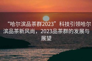 “哈爾濱品茶群2023”科技引領哈爾濱品茶新風尚，2023品茶群的發(fā)展與展望
